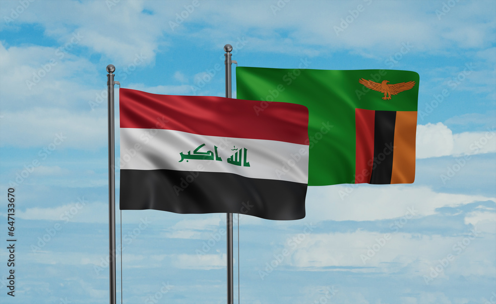 Zambia and Iraq flag Zambia and Iraq flag