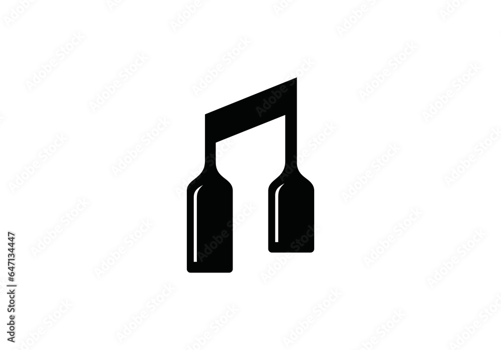 music note with wine bottle logo design inspiration music note with wine bottle logo design inspiration