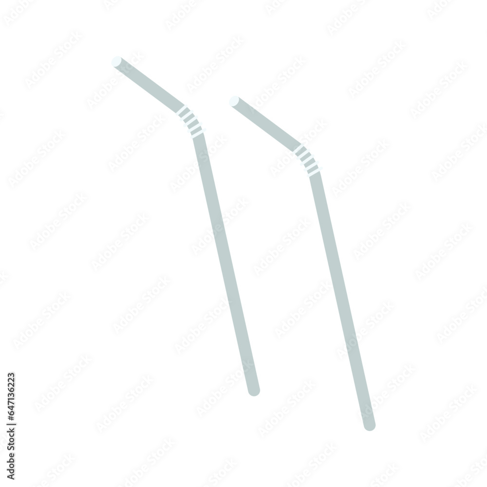 Reusable stainless straws isolated on white background. Vector cartoon illustration