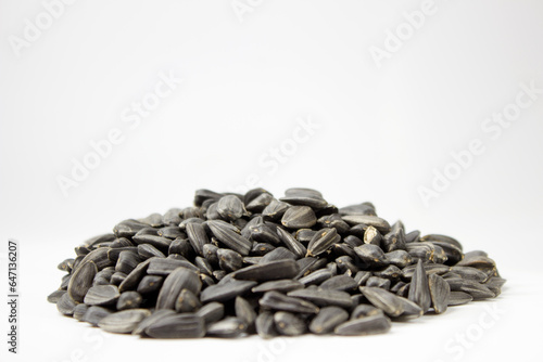 sunflower seeds on the white background