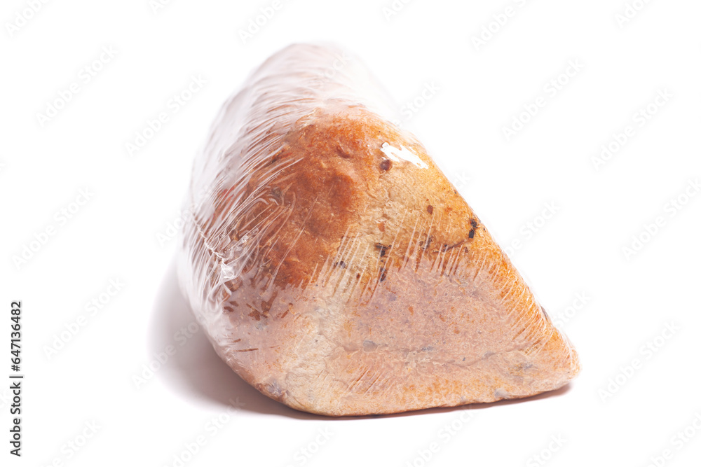 Yeast-free buckwheat bread in a package isolated on white background. Yeast-free buckwheat bread in a package isolated on white background.
