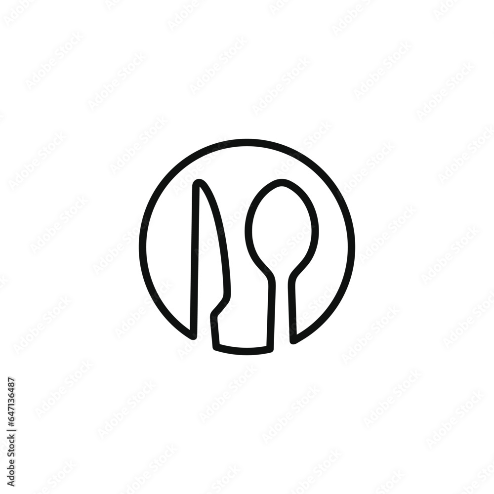 Restaurant line icon isolated on white background. Spoon and knife icon Restaurant line icon isolated on white background. Spoon and knife icon