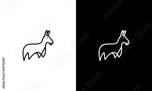 donkey One single line drawing  , line draw design vector illustration, donkey logo design
