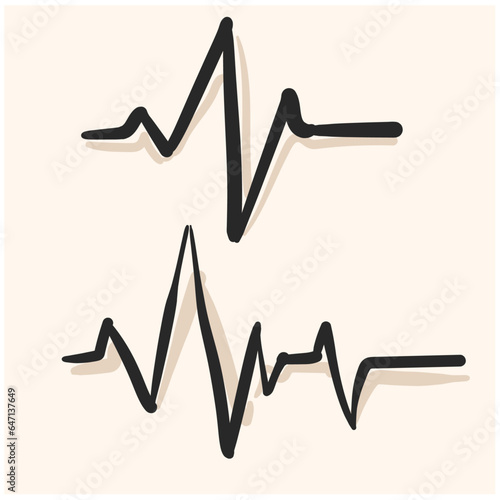Doodle line art modern cardiogram. High quality symbol doodle. Doodle cardiogram in modern line style.