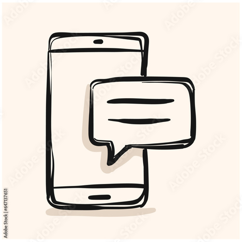 Premium phone doodle in line style. Doodle line art for infographics, web design and app development.