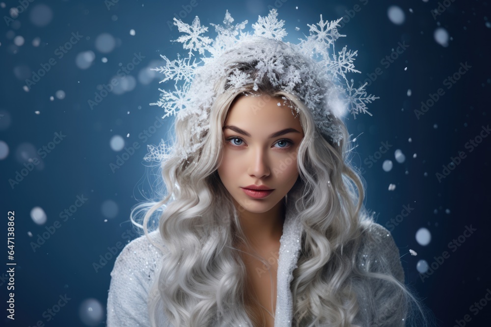 A Girl With Glistening Snowflakes Forming A Winterinspired Hairstyle Instead Of Hair Winter Hairstyles, Snowflake Hair, Creative Styling, Girl Power, Fashion Statement, Coldweather Styling