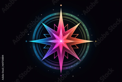 A Compass Icon With A Prominent North Star Colorful Gradients Black Background