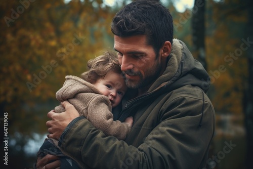 A Man Holding A Small Child In His Arms Love, Fatherhood, Bonding, Protection, Parenthood, Selflessness, Care, Responsibility