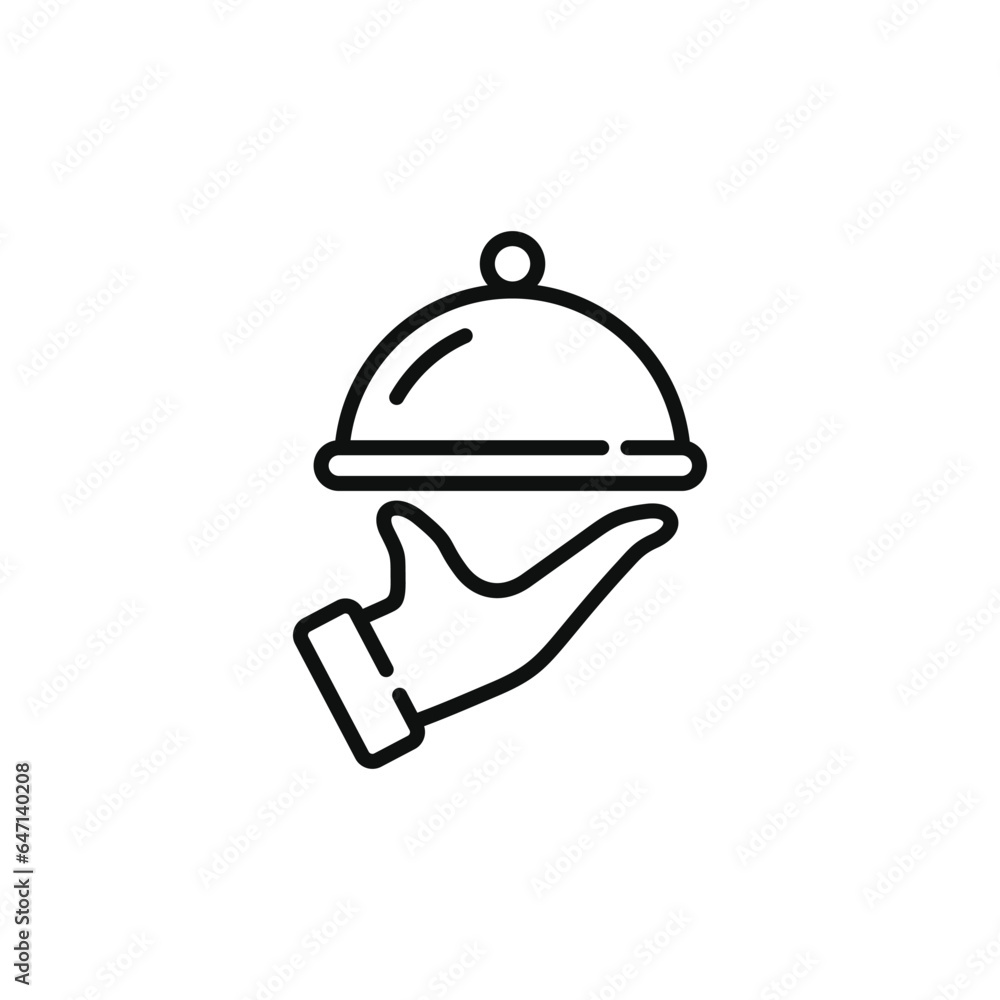 Fototapeta premium Serving food platter line icon isolated on white background