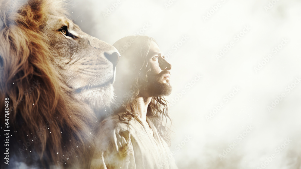 Jesus, the lion - obrazy, fototapety, plakaty 