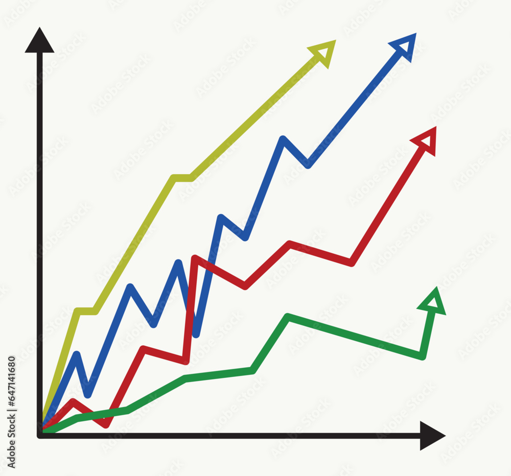 Growth chart with arrows. Vector. Growth chart with arrows. Vector.