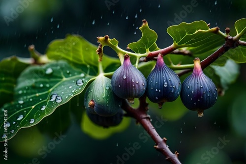 branch of figs in rain