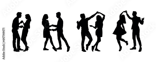 Couple dancing isolated on white background silhouettes. Set of silhouettes couple dancing together.