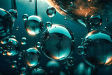 Enchanting Blue Bubbles Drifting in Water