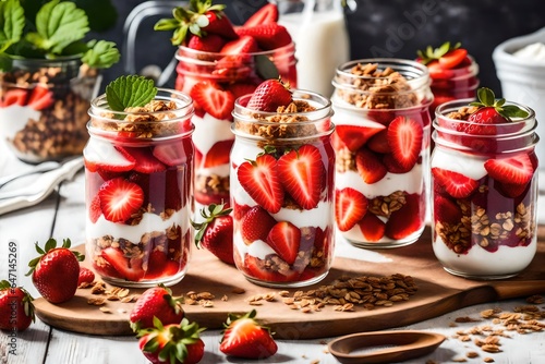 strawberry and oats jar for breakfast © Lady