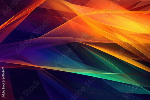 Geometric Lines Abstract Crystalline Orange Green Purple Panoramic Background