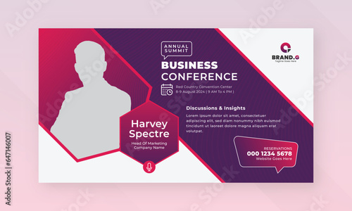 Live webinar online marketing business conference web banner and facebook cover template design