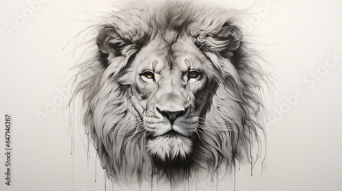 A lifelike pencil drawing of a lion's majestic face, capturing the power and regal nature of the king of the jungle