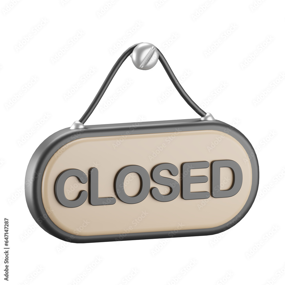 3d icon of coffee shop closed sign. 3d icon of coffee shop closed sign.