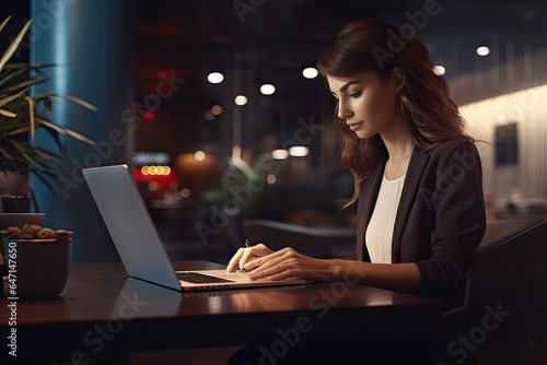 business woman Success sitting at desk working on laptop computer in office