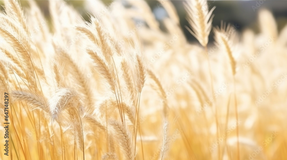 Obraz premium A dry grass and summer season, soft golden bokeh background