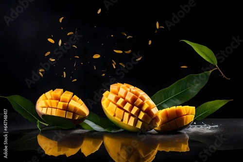 Mangos with green leaves