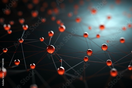 Red spheres symbolizing network connections in a striking dark background concept