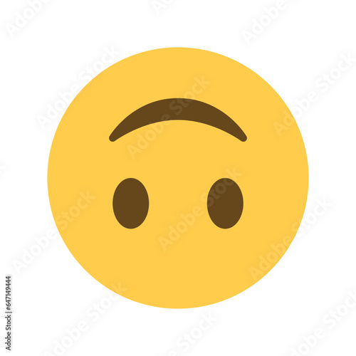Vector emojji smiley, turned upside down. Isolated irony, sarcasm, joking, sense of goofiness, silliness sign design.