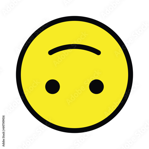Vector emojji smiley, turned upside down. Isolated irony, sarcasm, joking, sense of goofiness, silliness sign design.