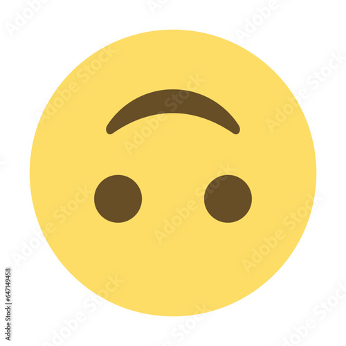 Vector emojji smiley, turned upside down. Isolated irony, sarcasm, joking, sense of goofiness, silliness sign design.