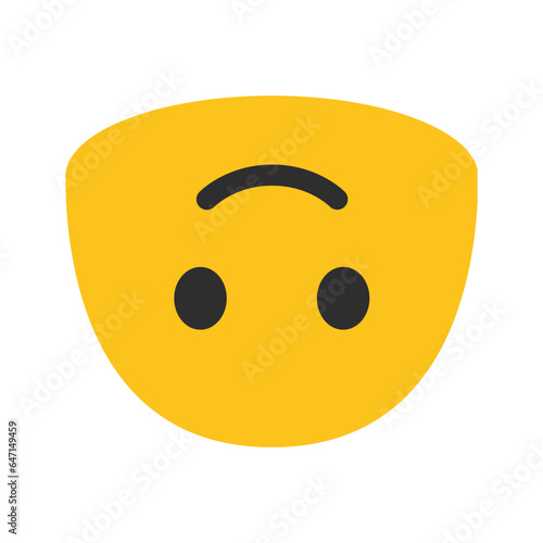 Vector emojji smiley, turned upside down. Isolated irony, sarcasm, joking, sense of goofiness, silliness sign design. photo