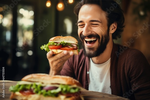 Side View A Happy Man Enjoying A Sandwich Be Content With What You Have, Start Small To Achieve Big, Stop Taking Life Too Seriously, Little Joys In Life, Importance Of Healthy Eating