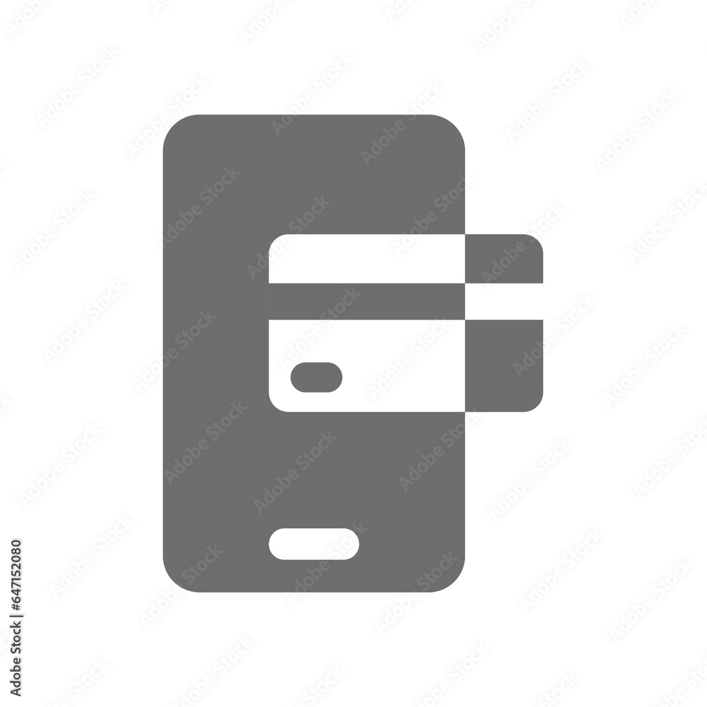 Phone and card payment vector icon. Paying with smartphone and banking symbol. Phone and card payment vector icon. Paying with smartphone and banking symbol.