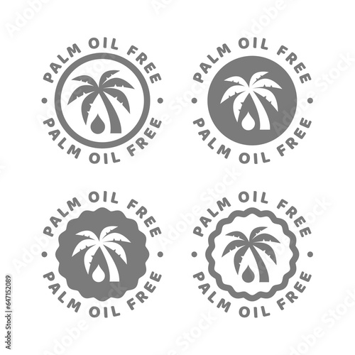 Palm oil free vector label. No palm oil circle stamp or sticker.