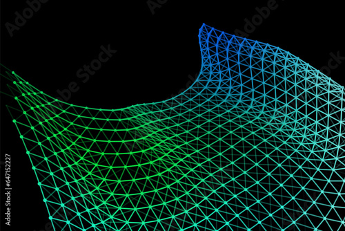 Vector background of net cells. Fish football sport syrface. Fluid flow on wind. Flag fabric data processing. photo