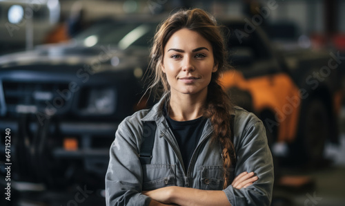 Hands-on Expertise  Portrait of a Female Mechanic at Work