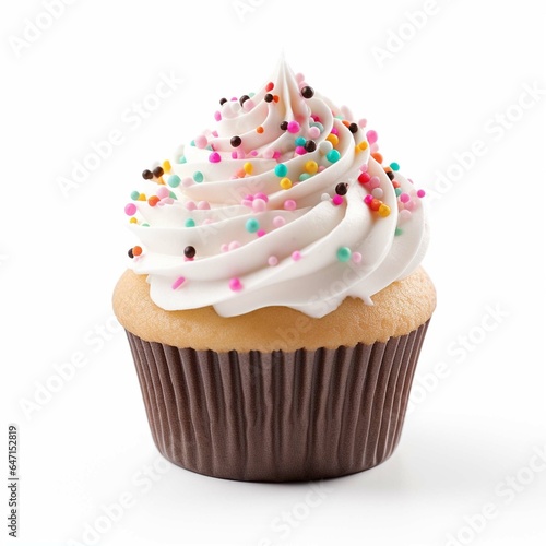Colorful cupcake isolated on white background
