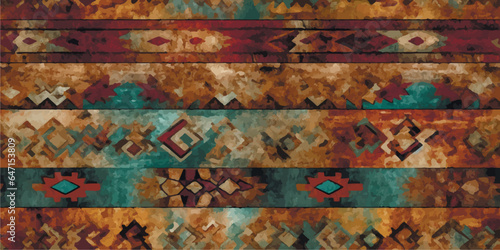Geometry Old texture repeat creative modern pattern geometric grunge and brown blue red, seamless pattern background. Use for fabric, textile, interior decoration elements,