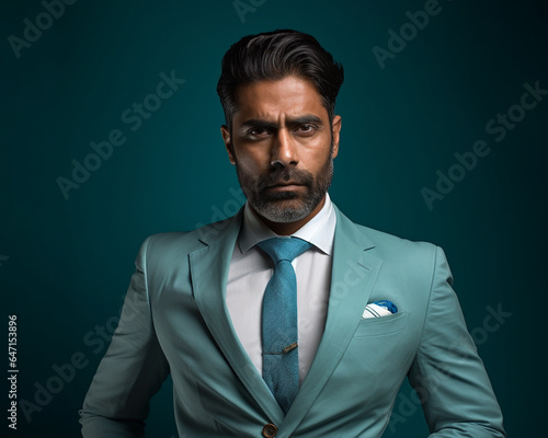 An Indian man is looking sharp in his suit and pants, attitude image