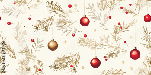 Christmas vintage seamless pattern with retro balls, vector holiday background in flat style for fabric, textile, wrapping paper, wallpaper.