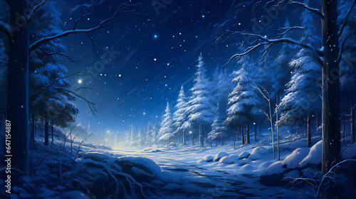 Enchanted Winter Wonderland, Moonlit Forest Glows in Silve