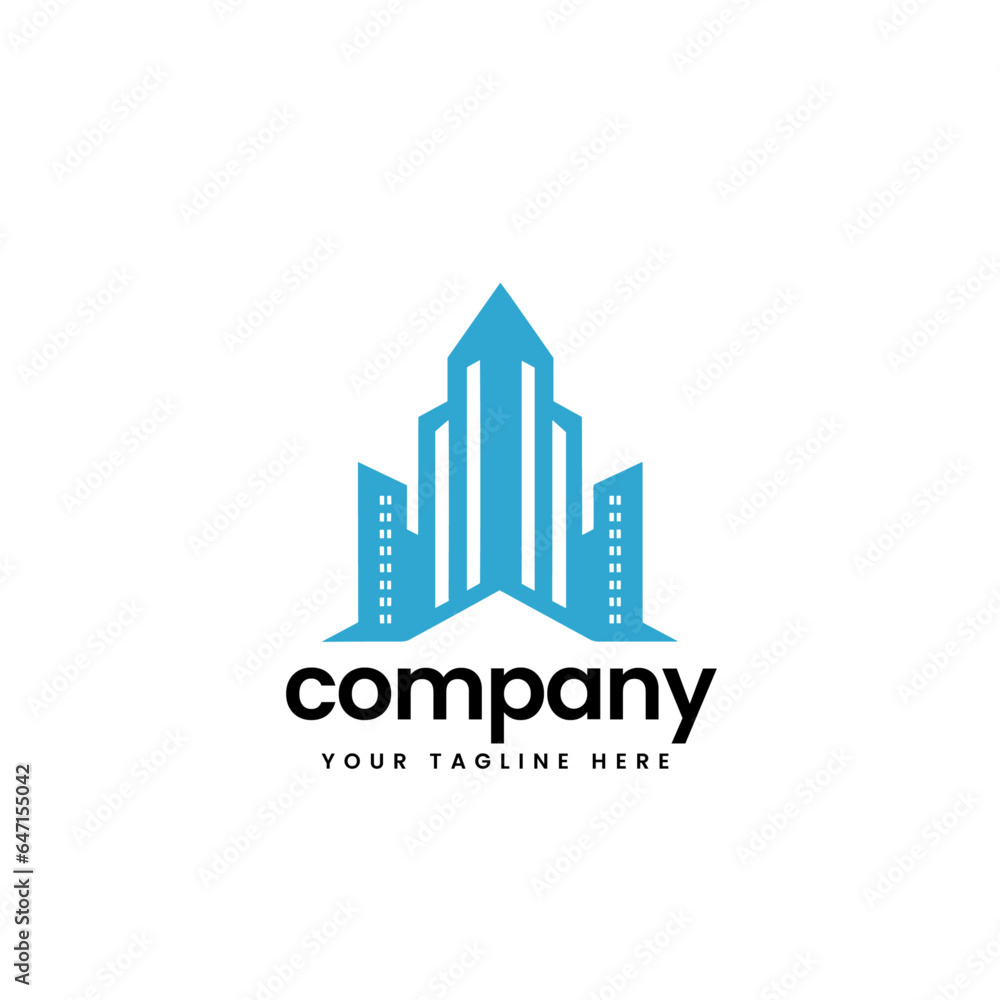 real estate building construction builders apartment house architecture skyline build business company minimalist logo