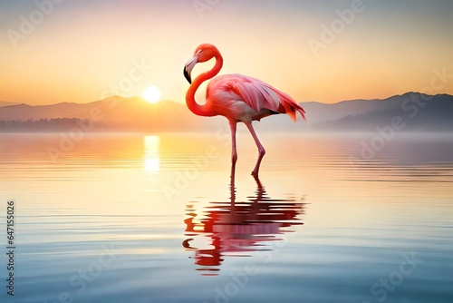 flamingo in the water