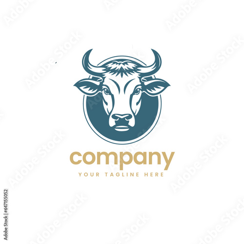 modern buffalo cow cart bull cattle dairy farm pet logo illustration icon flat t shirt design 