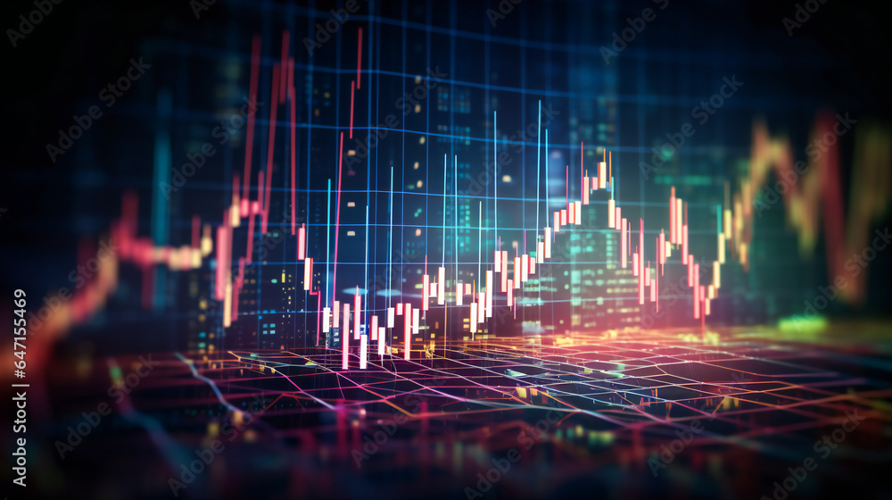 Financial chart with uptrend line candlestick graph in stock market. Financial rising graph Financial chart with uptrend line candlestick graph in stock market. Financial rising graph