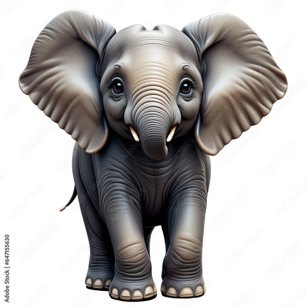Realistic Cute Elephant 3D Model