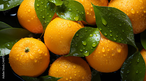 Fresh Citrus. Tangerines with Water Droplets
