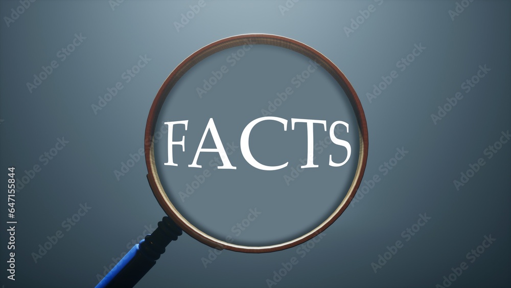 illustration of word facts zoomed with magnifying glass illustration of word facts zoomed with magnifying glass
