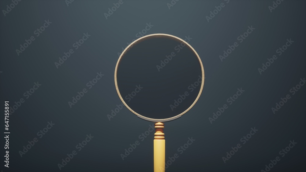 3d render illustration of magnifying glass with yellow color and grey black background 3d render illustration of magnifying glass with yellow color and grey black background