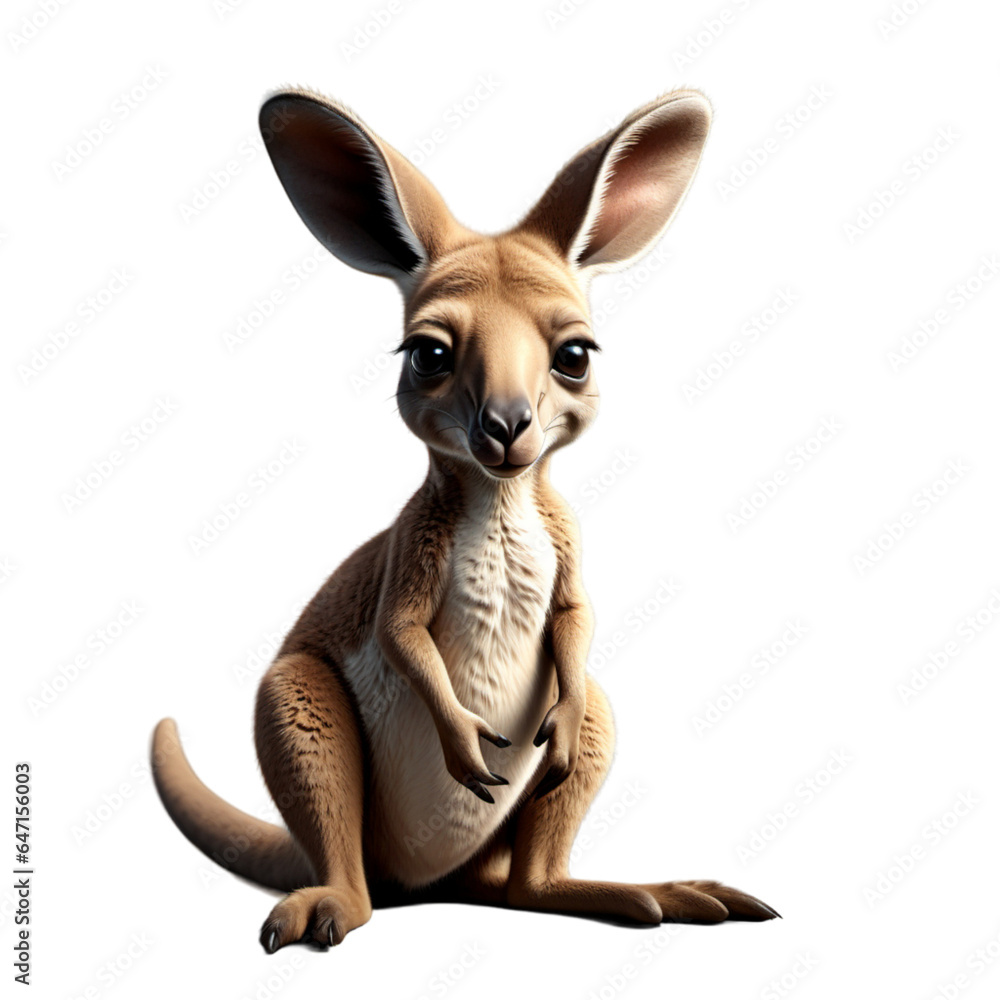 Fototapeta premium Realistic Cute Kangaroo 3D Model
